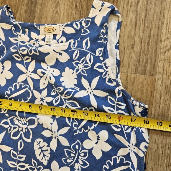 Vtg Talbots Floral Midi Dress Womens S Blue Hawaiian Tropical Boho Cottage Retro - Picture 7 of 8